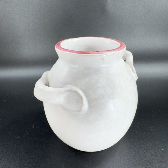 Vintage Italian Art Pottery Round Vase Vessel Carved Hand Painted Vase W Handles - Picture 11 of 12